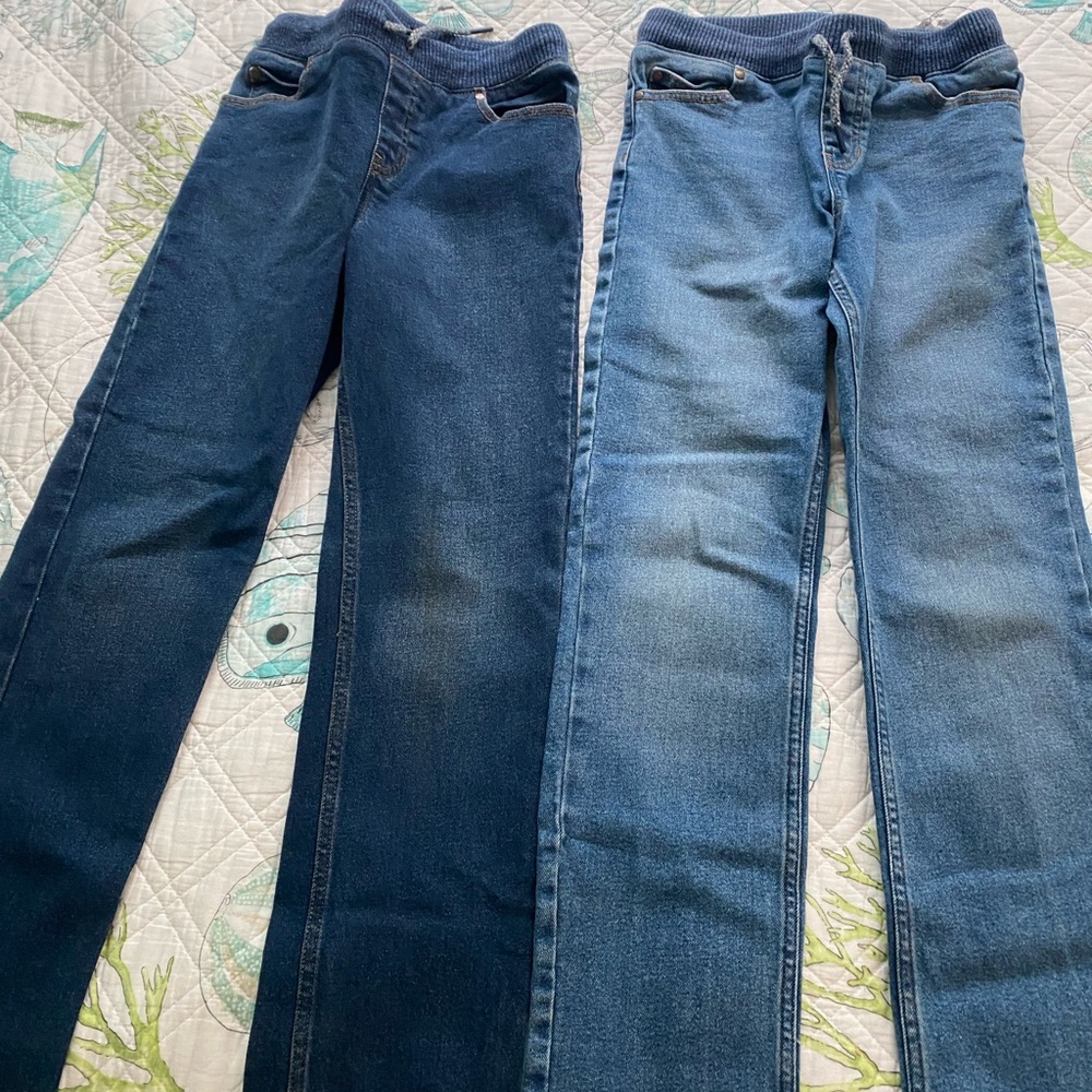 Boys size L 10-12 Lands End Pull On Jean & Old Navy Flannel Shirt Lot